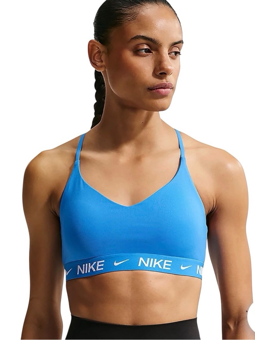 Nike Indy Women Large Light Support Padded Adjustable Sport Bra Light Photo Blue